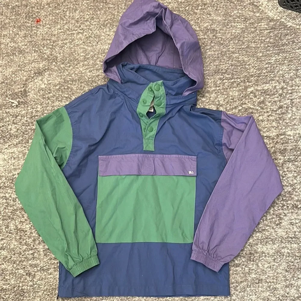 NWT Free Assembly color block canvas mock neck jacket with packable hood 10/12